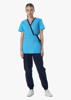 Костюм женский Симпл-001 (тк.Смесовая,120) MedLine, т.синий/голубой