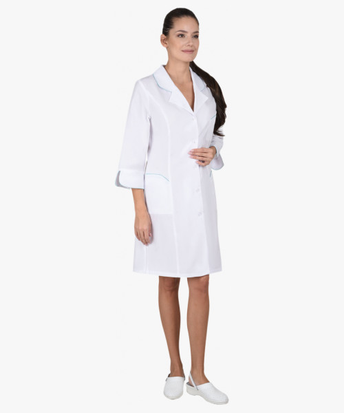 Халат СИРИУС-ЖАСМИН женский белый со светло-бирюзовым