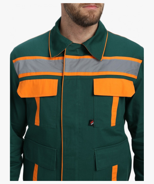 Костюм Итрорис-1 СОП (тк.Саржа,250) брюки, т.зеленый/оранжевый