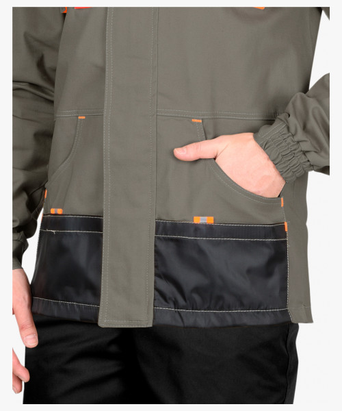 Куртка СИРИУС-МАНХЕТТЕН оливковый с оранжевым и чер. тк. мех. стрейч пл 260 г/кв.м