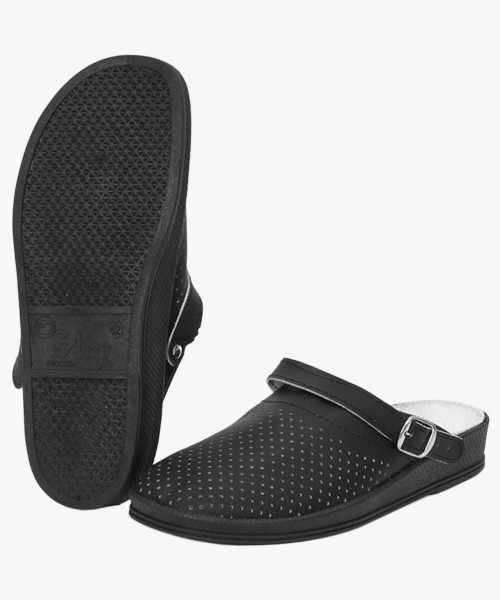 Сабо женские нат.кожа ПВХ, черный