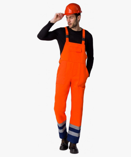 Костюм для дорожника с укороченной курткой (тк.Смесовая,210) п/к, оранжевый/т.синий