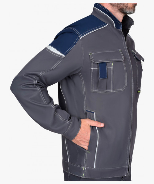 Костюм СИРИУС-ДЖЕТ куртка, полукомбинезон т-серый с синим тк. мех. стрейч с ВО