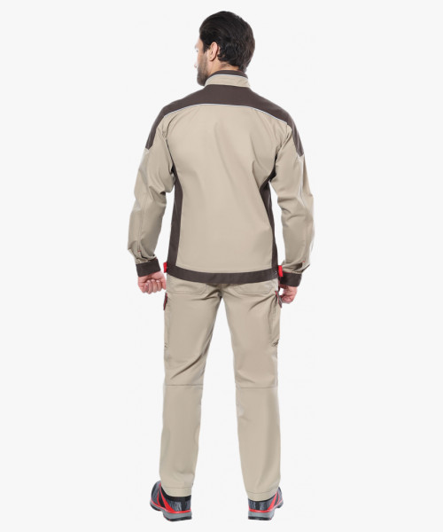 Костюм СИРИУС-ДЖЕТ БРАУН куртка, п/к, песочный с т.коричневым тк. мех. стрейч с ВО