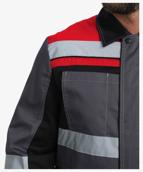 Костюм Виват-1 Премиум IMP (тк.Смесовая,240) брюки, т.серый/черный/красный