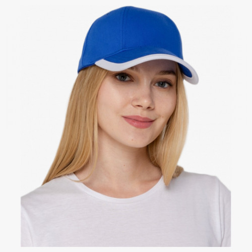 Бейсболка Honor, ярко-синяя с белым кантом