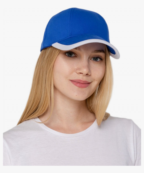 Бейсболка Honor, ярко-синяя с белым кантом