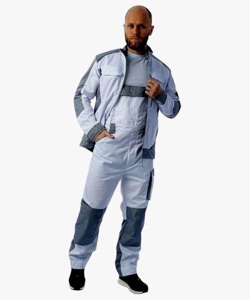 Полукомбинезон летний мужской Brodeks KS402, цвет белый, серый