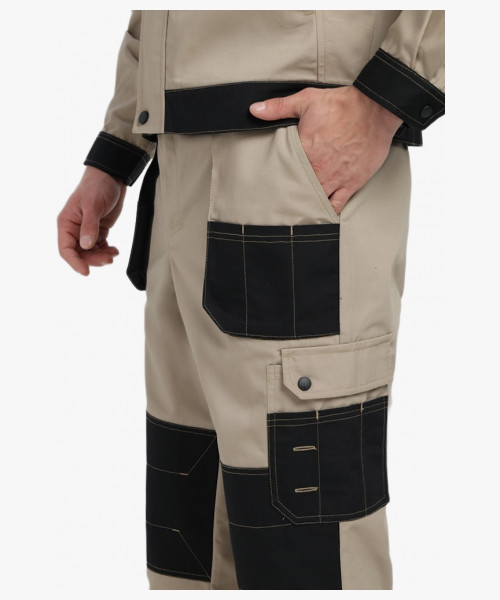 Костюм Вестгард-1 (тк.Канвас,260) брюки, бежевый/черный