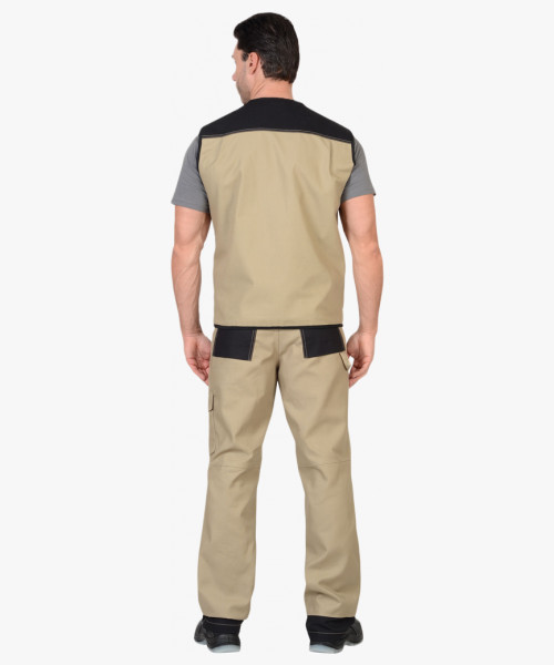 Жилет СИРИУС-ВЕСТ-ВОРК бежевый с черным пл. 275 г/кв.м