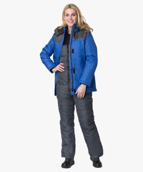 Куртка зимняя женская Сакрин (Дюспо), васильковый/темно-серый