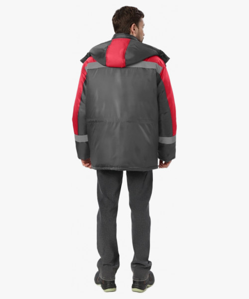 Куртка зимняя Лигор СОП (тк.OxLine,90), т.серый/красный