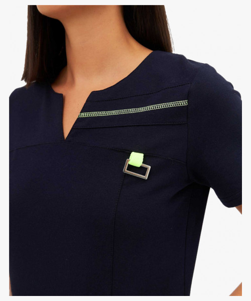 Костюм трикотажный Т-305 женский, блуза, брюки, тёмно-синий