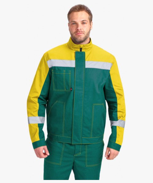 Костюм Бриготек-1 СОП (тк.Смесовая,260) брюки, зеленый/желтый