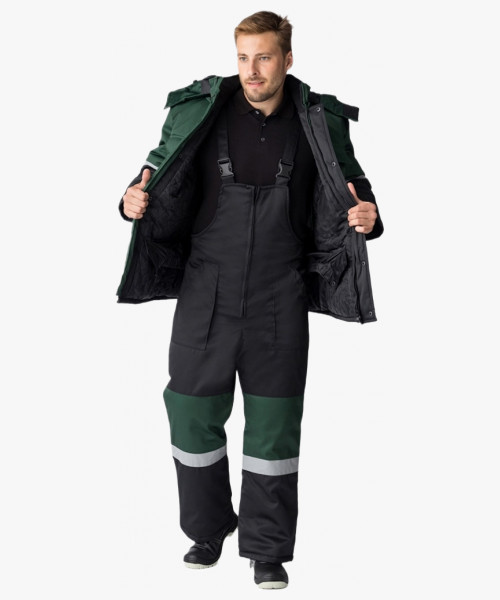 Костюм зимний Нордхард-2 СОП (тк.Смесовая,250) п/к, черный/зеленый