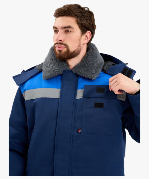 Костюм зимний Труженик-Ультра-2 СОП (тк.Смесовая,210) п/к, т.синий/васильковый