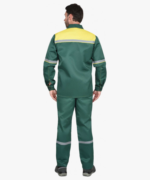 Костюм СИРИУС-МЕХАНИК куртка, брюки зелёный с жёлтым и СОП