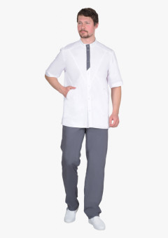 Костюм СИРИУС-АЛЕКС мужской белый с т.серым