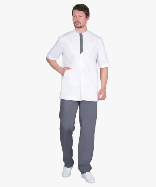 Костюм СИРИУС-АЛЕКС мужской белый с т.серым