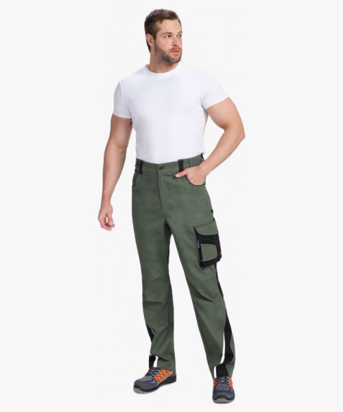 Костюм мужской летний ProfLineLeader-1 (тк.Хлопок/Спандекс,260) брюки, хаки/черный