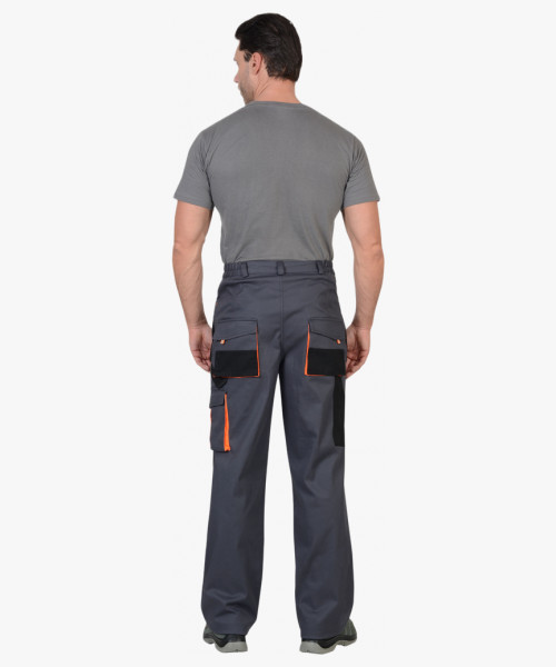 Брюки СИРИУС-МАНХЕТТЕН т.серый с оранж. и черным тк.  стрейч пл. 250 г/кв.м