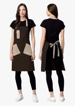 Фартук с грудкой универсальный Крафт (тк.Форвард,210), коричневый/бежевый (024)