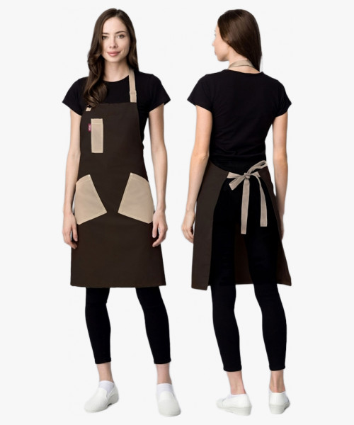 Фартук с грудкой универсальный Крафт (тк.Форвард,210), коричневый/бежевый (024)