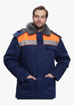 Куртка зимняя для бригадира NEW (тк.Смесовая,210), т.синий/оранжевый