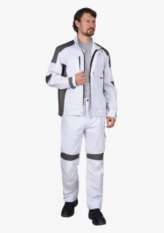 Костюм СИРИУС-ЦИТРИН куртка, брюки белый со средне-серым
