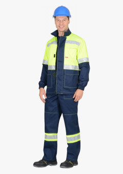 Костюм СИРИУС-ТЕРМИНАЛ куртка, п/к, темно-синий с лимонным и СОП