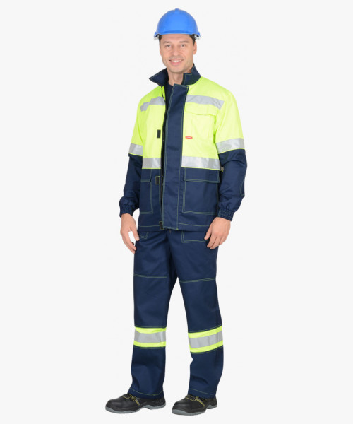 Костюм СИРИУС-ТЕРМИНАЛ куртка, п/к, темно-синий с лимонным и СОП