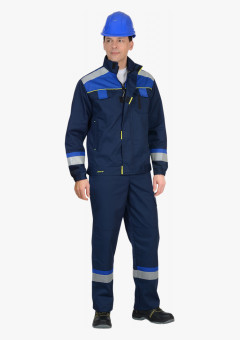 Костюм СИРИУС-БОСТОН куртка, п/к, темно-синий с васильковой и чер. отд.