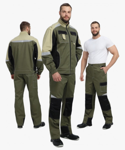 Костюм Вектрон-1 (тк.Смесовая МВО,240) брюки, хаки/черный/бежевый