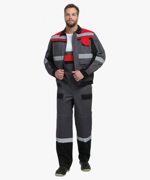 Костюм Виват-2 Премиум IMP (тк.Смесовая, 240) п/к, т.серый/черный/красный