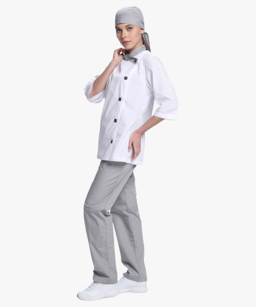 Костюм женский Канди (тк.ТиСи,120), серый/белый