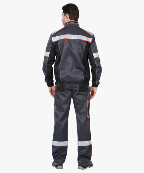 Костюм СИРИУС-ПОЛИНОМ куртка, п/к, темно-серый со светло-серым, черным, красным и СОП