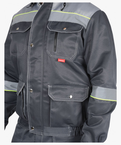 Костюм СИРИУС-ТИТАН куртка, п/к серый со св.серым и СОП и лимонным кантом