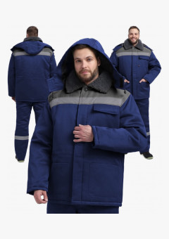 Куртка зимняя для бригадира NEW (тк.Смесовая,210), т.синий/серый