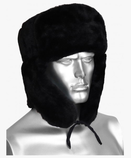 Шапка-ушанка (мутон искусственный) чёрная