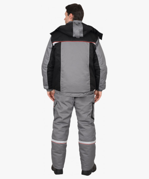 Костюм СИРИУС-СТАН куртка, п/к, серый с черной и красной отделкой