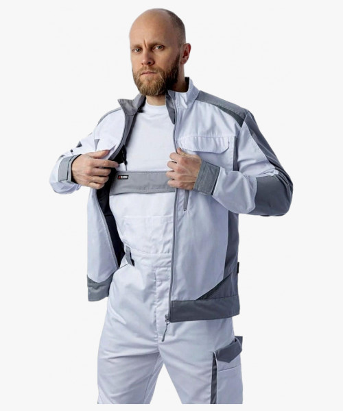 Полукомбинезон летний мужской Brodeks KS402, цвет белый, серый