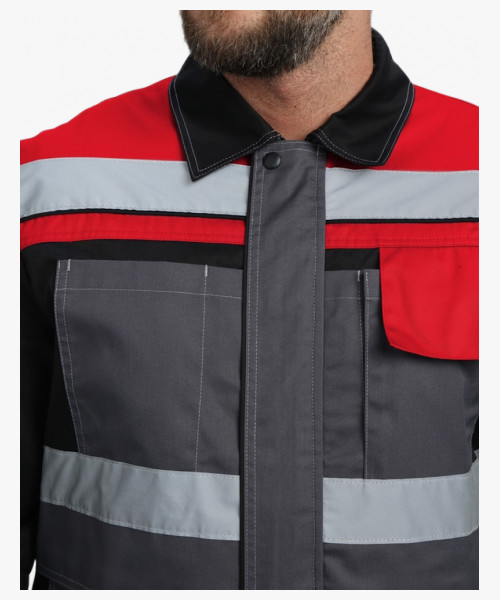 Костюм Виват-1 Премиум IMP (тк.Смесовая,240) брюки, т.серый/черный/красный