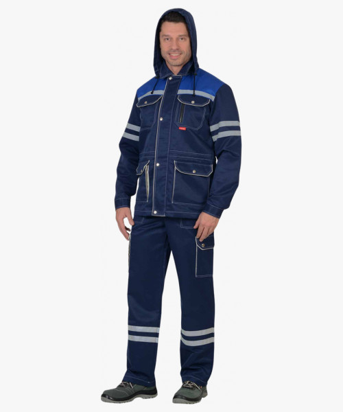 Костюм СИРИУС-ЛИДЕР куртка, п/к т.синий с васильком и молочным, СОП