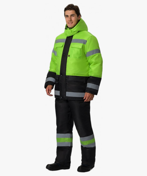 Костюм зимний для дорожника (тк.Оксфорд) брюки, лимонный/черный