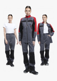 Костюм женский Вектрон-1 (тк.Смесовая,240) брюки, серый/красный/черный