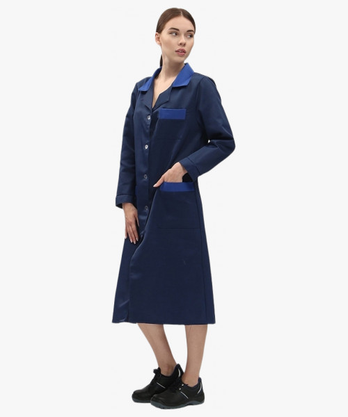 Халат женский (тк.Смесовая,210), т.синий/васильковый