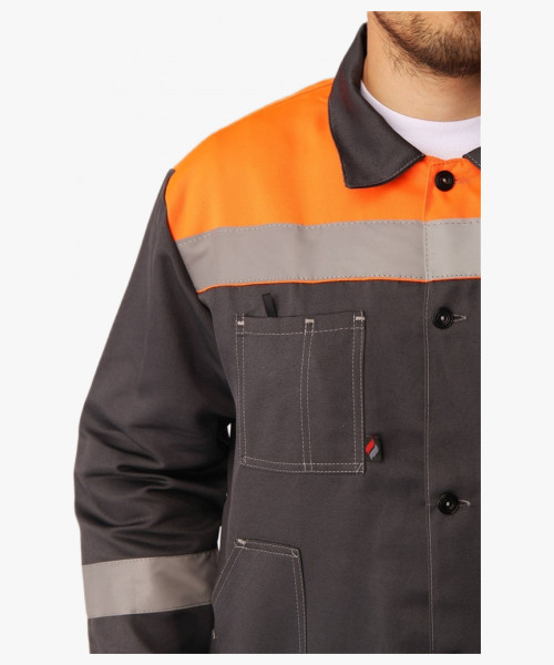 Костюм Лигор-2 СОП (тк.Смесовая,210) п/к, т.серый/оранжевый