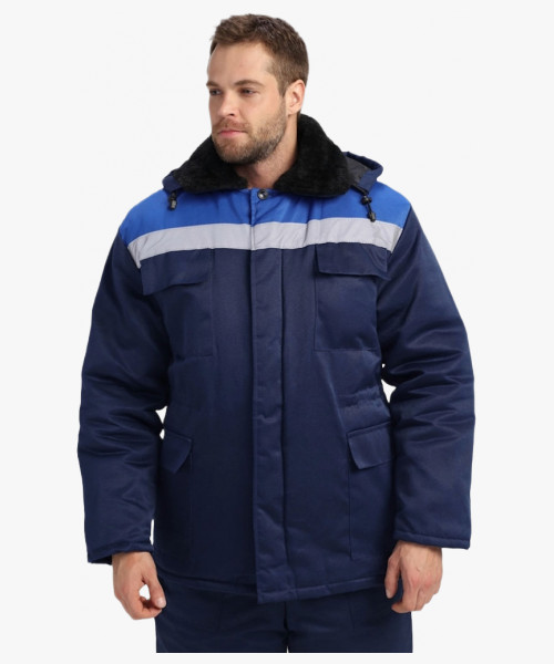 Куртка зимняя Стандарт (тк.Смесовая,210), т.синий/васильковый