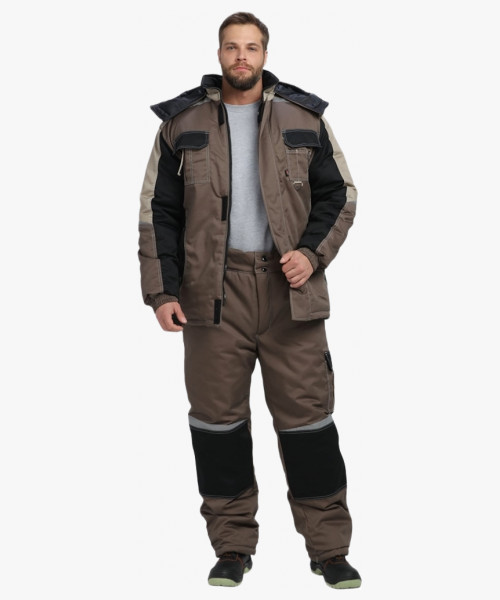 Костюм зимний Мега IMP (тк.Смесовая,240) брюки, коричневый/черный/бежевый