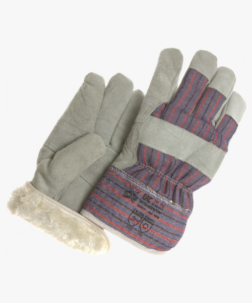 Перчатки спилковые комбинированные утепл.(иск.мех)